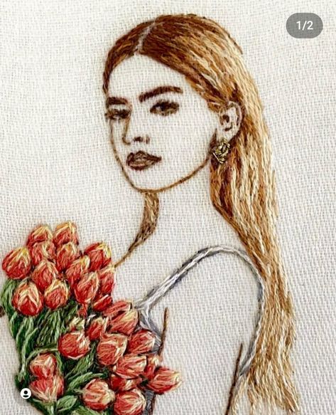 Embroidery People, Embroidered Photo Art, Portrait Embroidery, Embroidered Photo, Embroidery Crafts, Embroidery Wall Art, Embroidery Tshirt, Handmade Embroidery Designs, Embroidery Flowers Pattern