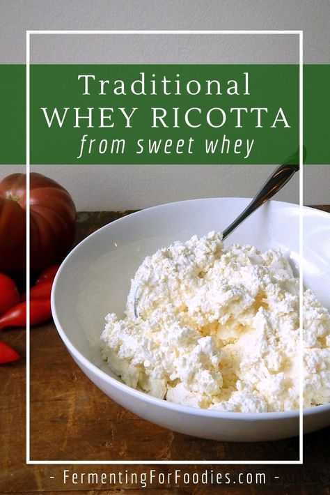 How to use leftover whey to make ricotta cheese Homemade Ricotta Cheese From Whey, Goat Milk Whey Recipes, Uses For Whey From Cheese, What To Do With Whey From Cheese, Whey Recipes Liquid, Ricotta From Whey, Ricotta Homemade, Whey Recipes, Cheese Recipes Homemade