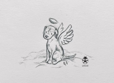 Dog With Angel Wings, Tatoo Dog, Puppy Sketch, Dog Memorial Tattoos, Animal Tattoo Ideas, Dog Angel, Dead Dog, Puppy Drawing, Wings Drawing