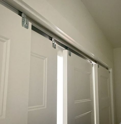 Double Track Sliding Doors, 4 Panel Sliding Closet Doors, Triple Closet Door Ideas, Double Bypass Closet Doors, By Pass Closet Doors, Sliding Closet Doors Mirror, Double Sliding Closet Door Ideas, Sliding Closet Doors To French Doors, Converting Sliding Closet Doors