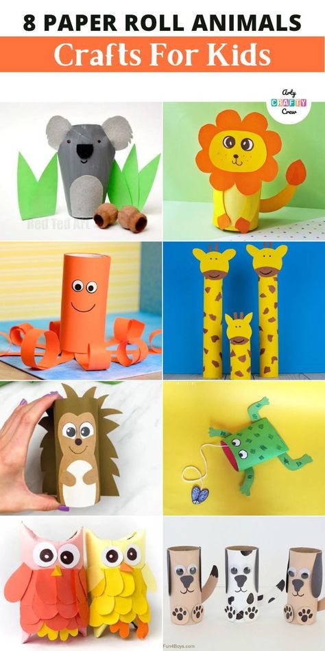 Paper Towel Roll Crafts For Kids, Toilet Paper Roll Crafts For Kids, Toilet Paper Roll Animals, Paper Roll Animals, Paper Roll Crafts For Kids, Toilet Roll Art, Paper Animal Crafts, Tube Crafts, Paper Roll Crafts Diy