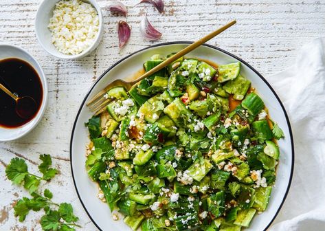 Spicy Smashed Cucumber with Feta Mandarin Salad, Smashed Cucumber, Ricotta Toast, Asparagus Beans, 5 A Day, Cucumber Recipes, New Fruit, Asparagus Recipe, Spicy Recipes