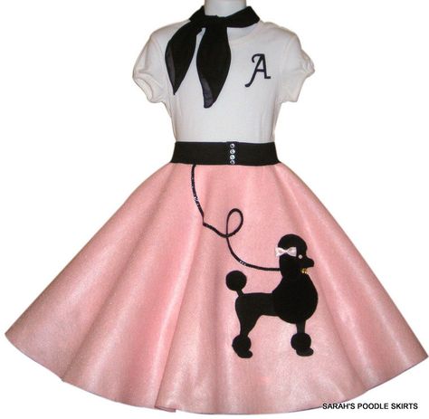 Custom Made To Order Girls 3pc "Patty" Poodle Skirt Outfit Poodle Skirt Outfit, Poodle Skirts, 50s Costume, 50s Outfits, Vintage Vignettes, Poodle Skirt, Pink Poodle, American Culture, A Skirt