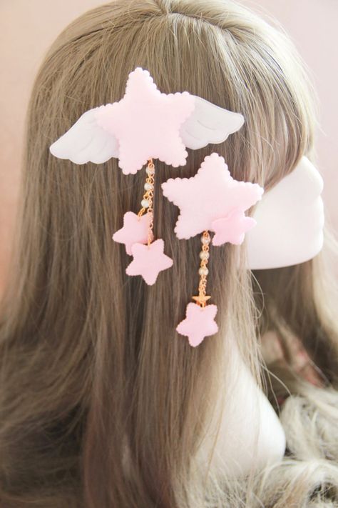 Fairy Kei Fashion, Kawaii Hair Clips, Cute Hair Clip, Kawaii Hairstyles, Star Hair, Kawaii Accessories, Cute Hair, Cute Stars, Head Accessories