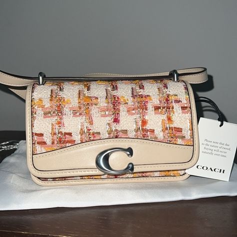 Coach Bandit Crossbody Bag In Tweed NWT Tweed Bag, Coach Handbags, Inside Pocket, Calf Leather, Dust Bag, Crossbody Bag, Adjustable Straps, Handbags, Leather