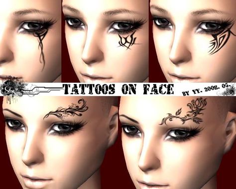 Sims 4 Face, Tattoo On Face, Bald Hairstyles For Women, Sims 4 Tattoos, Date Tattoos, Ts2 Cc, My Sims, Sims 4 Cc Makeup, 4 Tattoo