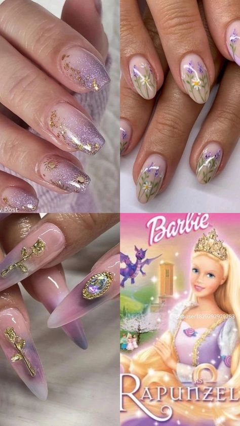 Fairytopia Nails, Disney Princess Inspired Nails, Barbie Movie Nails, Nails For Disney, Princess Nail Designs, Maya Aesthetic, Physical Aesthetic, Eras Tour Nails, Nail Inspo Pics