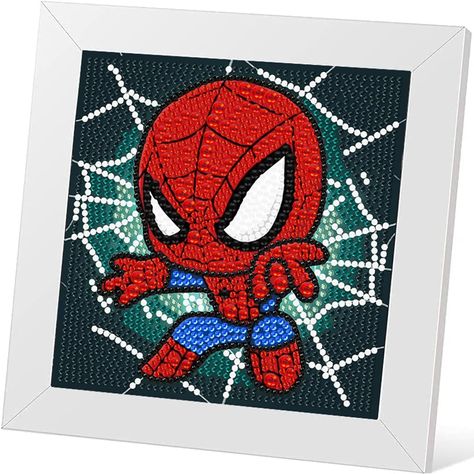 Amazon.com: Cartoon Diamond Art Painting Kits for Kids with Frame,Cartoon Diamond Art for Kids Ages 4-8-12,Easy Kids Gem Art Kit with Beautiful Package for Gift Home Wall Decor(7x7inch) : Toys & Games Painting For Children, Frame Cartoon, Gem Painting, Spiderman Canvas, Spiderman Decorations, Diamond Art Painting Kits, Princess Sticker, Gem Art, Diamond Art Painting