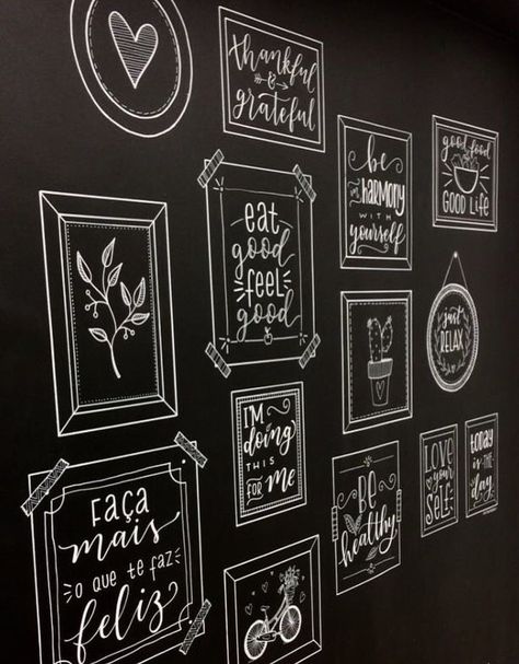 Bar Chalkboard Ideas, Blackboard Kitchen, Calligraphy Chalkboard, Chalkboard Restaurant, Chalk Wall Art, Chalk Menu, Chalkboard Wall Art, Blackboard Art, Doodle Wall