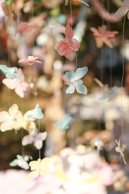 Beautiful Butterfly Birthday Party - Kara's Party Ideas - The Place for All… Floral Mobile, Butterfly Theme Party, Fairy Garden Birthday Party, Fairy Tea Parties, Baby Mobil, Tinkerbell Party, Butterfly Birthday Party, Fairy Garden Party, Kids Themed Birthday Parties