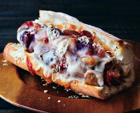 Meaty, fragrantly spiced eggplant subs smothered in provolone cheese are so good, you won't miss the meat. Mario Batali Recipes, Vegan Eggplant Recipes, Eggplant Recipes Parmesan, Mario Batali, Enough Said, Eggplant Recipes, New Cookbooks, Dog Recipes, Wrap Sandwiches