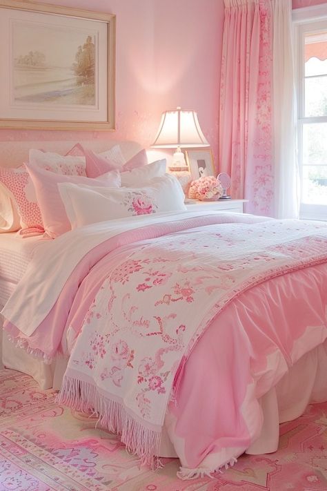 Organization Things, Light Pink Bedrooms, Light Blue Bedroom, Pink Bedroom Ideas, Pink Bedroom For Girls, Bedroom Ideas Inspiration, Girl Bedrooms, Rooms Decor, Pink Bedroom Decor