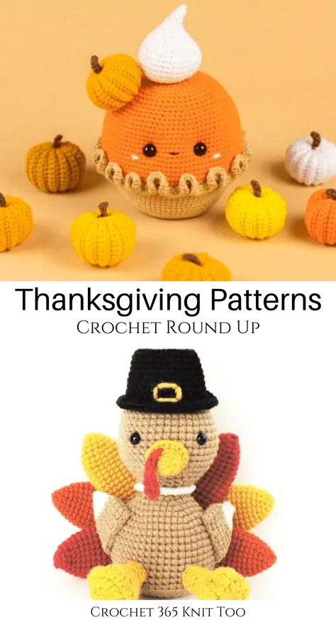 Crochet Patterns For Pumpkins, Thanksgiving Free Crochet Patterns, Fall Crochet Decor Patterns Free, Free Fall Amigurumi Patterns, Free Autumn Crochet Patterns, Free Thanksgiving Crochet Patterns, Autumn Amigurumi Free Pattern, Thanksgiving Amigurumi, Crochet Turkey Pattern