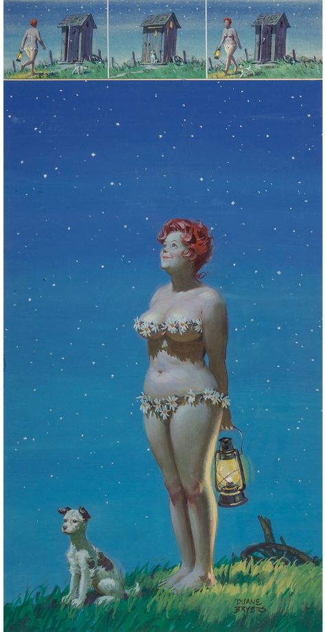 Bryers Duane | Hilda Star Gazing, Calendar illustration | MutualArt Plus Size Art, Pin Up Girl Vintage, Pinup Art, Arte Inspo, Vintage Pin Up, Pin Up Art, Vintage Pinup, Drawing Tutorials, Pulp Fiction