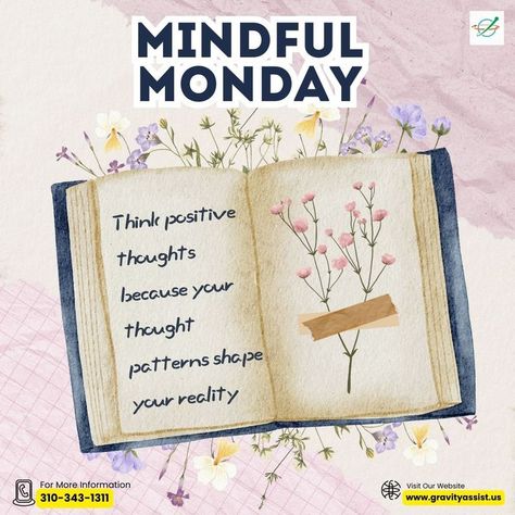 Cultivating a positive mindset can transform your reality. So, let those positive vibes flow and watch how they shape your day. What are you focusing on today? Share below! 💭✨ #MindfulMonday #PositiveThinking #GoodVibes #StayPositive #ThinkHappy #MentalHealthMatters #SelfCare #Motivation #Inspiration #DailyAffirmations #MindsetMatters #PositiveMindset #HealthyThoughts #LiveWell #GravityAssist #Mentoring Mindful Monday, Selfcare Motivation, Think Positive Thoughts, Mental Health Matters, Staying Positive, Daily Affirmations, Positive Mindset, How To Style, Positive Thoughts