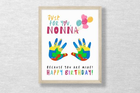 Just for you Nonna keepsake, Handprint art craft, Birthday card, Footprint, DIY Printable, Kids, Toddler craft, Preschool https://etsy.me/3qkQREJ #birthday #kids #phrasesaying #handprintkeepsake #babyfootprintcraft #preschoolartcraft #classroomart #nonnaartcraft #nonna Grandpa Birthday Card, Grandma Card, Craft Preschool, Grandma Cards, Grandfather Birthday, Grandma Birthday Card, Unicorn Birthday Party Decorations, Happy Birthday Grandma, Toddler Craft