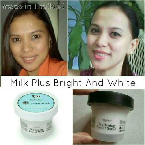 93rb - MILK PLUS BRIGHT AND WHITE BY SCENTIO SCRUB & MASK Facial Scrubs, Facial Masks, Skincare Products, Scrubs, Facial, Milk, Mask, White