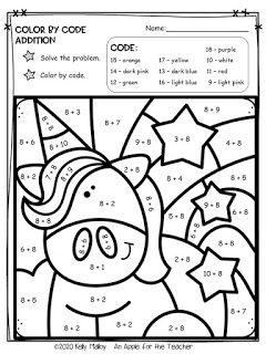 Unicorn Color By Number Math Colour By Numbers, Color By Math Problem, Addition Colour By Number, Color By Number Math Worksheets, Color By Number 3rd Grade, Addition Color By Number Free, Multiplication Color By Number Free, Add Worksheet, Unicorn Color By Number