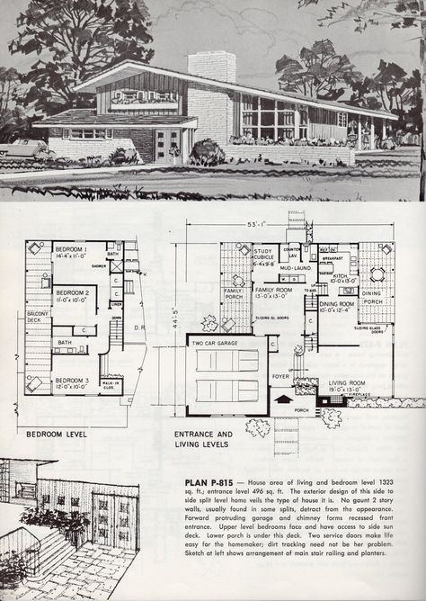 1963 | Explore SportSuburban's photos on Flickr. SportSuburb… | Flickr - Photo Sharing! Mid Century Modern Floor Plans, Mid Modern House, Mid Century House Plans, Split Level House Plans, Vintage Floor Plans, Mid Century Modern House Plans, Modern Floor Plans, Vintage House Plans, Split Level House