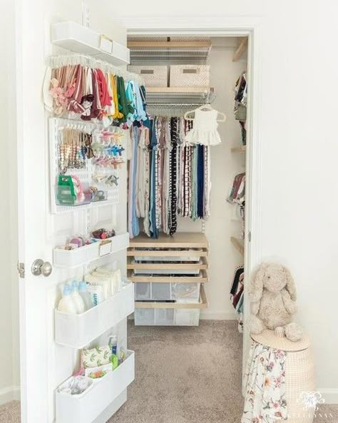 Changing Table Storage, Girls Closet Organization, Toddler Closet, Baby Nursery Storage, Baby Nursery Design, Nursery Closet Organization, Baby Closet Organization, Nursery Dresser, Baby Room Neutral