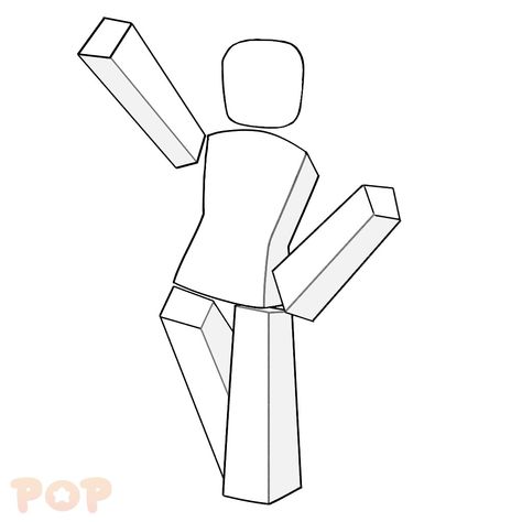 Roblox Avatars Drawing Base, Blocky Art Style Base, Roblox Pose Reference, Roblox Poses Drawing, Roblox Base Drawing Pose, Roblox Body Drawing, Roblox Poses Base, Roblox Art Base, How To Draw Roblox Characters