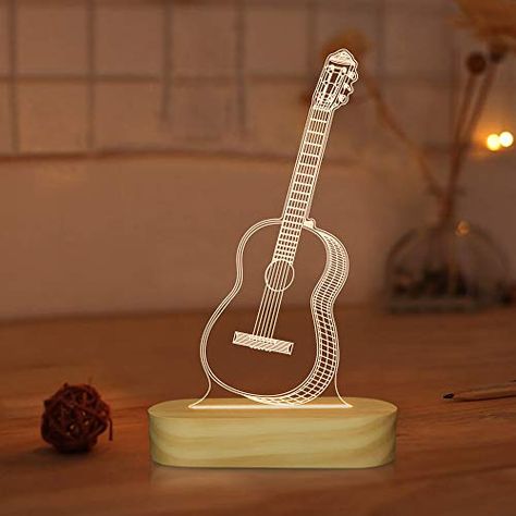 Led Bedside Table, 3d Illusion Lamp, Guitar Gifts, Bedside Table Lamp, 3d Night Light, Creative Birthday Gifts, 3d Illusion, Bedside Table Lamps, Christmas Stocking Stuffers