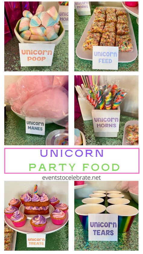 Just about every little girl goes through a unicorn phase. Give her a dream unicorn birthday party with these cute ideas! Unicorn Food For Birthday Party, Princess Unicorn Party Ideas, Mermaids And Unicorns Birthday Party, Unicorn 6 Birthday Party, Unicorn Birthday Party Food Table, Unicorn Bday Games, At Home Unicorn Birthday Party, Sparkle Unicorn Birthday Party, Unicorn Birthday Ideas Diy