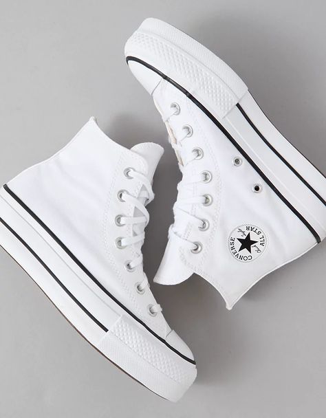 Converse Chuck Taylor All Star Platform Lift High-Top Sneaker White Platformed Converse, Nikes High Top, Trendy Teen Shoes, Shoes For Women Converse, Converse Women Shoes, Converse Shoes Ideas, Swag Shoes For Women, Cute Shoes Converse, Converse White High Tops