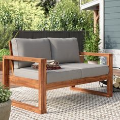 Outdoor Bench Seating Cushions, Meja Outdoor, Rustic Outdoor Furniture, Pallet Garden Furniture, Patio Loveseat, Wooden Sofa Set, Best Outdoor Furniture, Outdoor Loveseat, Wooden Sofa