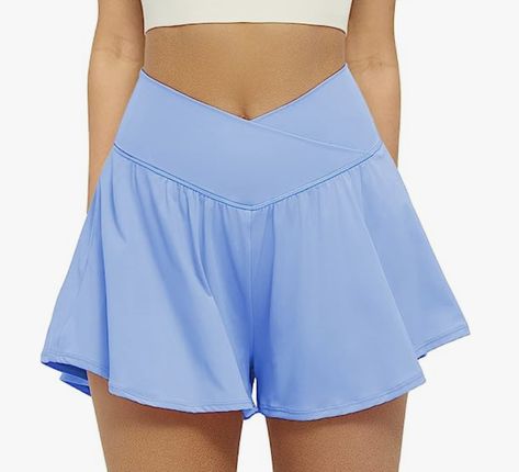 【SOFT & COMFY MATERIAL】- 79% Nylon+21% Spandex. Breezy butterfly shorts are made from extremely soft, lightweight, breathable, quick-drying fabrics that make you look cute and energetic. Stretch fiber, soft touch with a 4-Way stretch technology for superior comfort, moisture-wicking 【CROSSOVER HIGH WAISTED SHORTS】- These womens athletic shorts feature a unique trendy design of V-waist is suitable for women of various body types to better modify your figure, the tummy control function to smooth Butterfly Workout, Flowy Running Shorts, Summer Tennis, Golf Skorts, Womens Athletic Shorts, Athletic Skirt, Tennis Skirts, Tennis Skort, Flowy Shorts