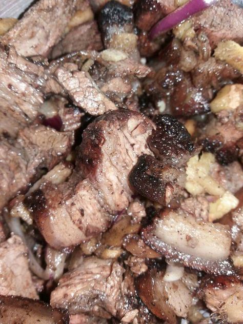 Insarabasab(Ilocano style pork inihaw) Pork Inihaw, Steak, Bacon, Meat, Quick Saves, Regional