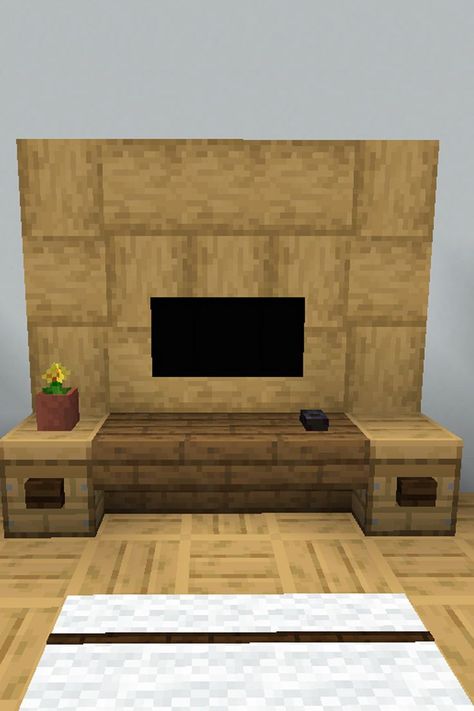 Minecraft Tv Ideas, Tv Minecraft, Minecraft Fireplace, Minecraft Tv, Minecraft Living Room, Minecraft Blocks, Minecraft Room, Minecraft Furniture, Minecraft Decorations