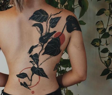 Tato Kecil Simple, Simple Tato, Back Of Shoulder Tattoo, Plant Tattoo, Red Ink Tattoos, Tattoo Portfolio, Back Tattoo Women, Tattoo Cover-up, Aesthetic Tattoo