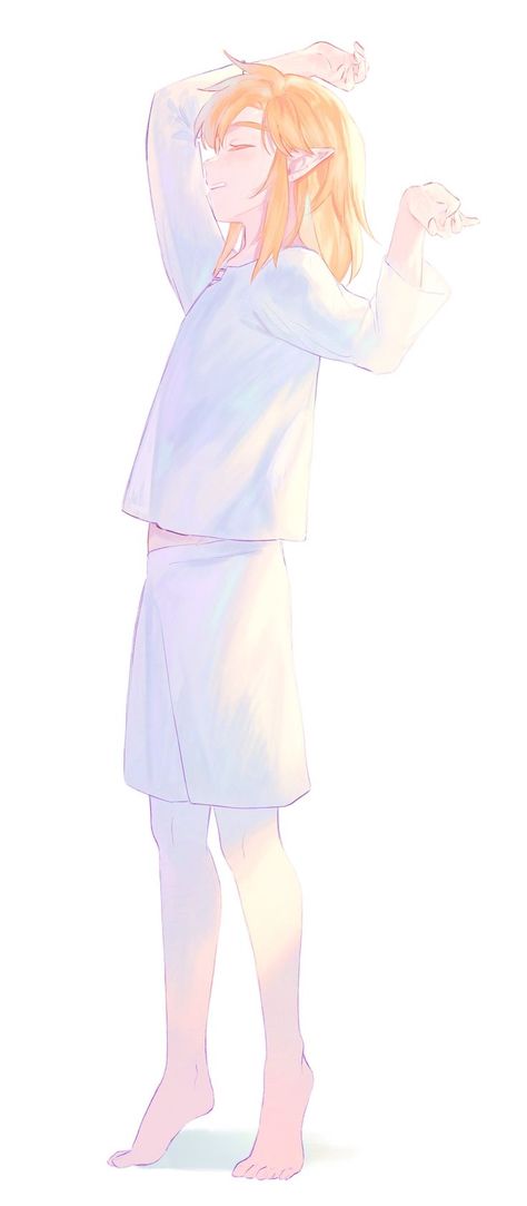 Link from Legend of Zelda series waking up and yawning in nice white pyjamas Wake Up, Log In, Log, Media, Twitter, Funny, Anime, Art