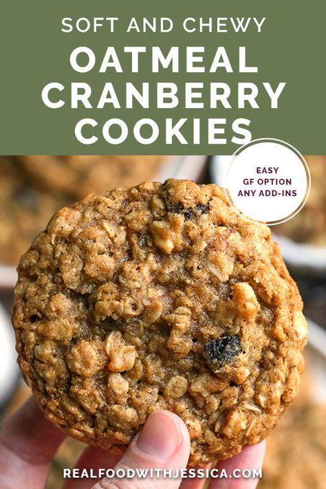 Chewy Oatmeal Cranberry Walnut Cookies - Real Food with Jessica Oatmeal Cranberry Cookies Recipe, Cranberry Cookies Recipes, Cranberry Orange Cookies, Oatmeal Cranberry Cookies, Cranberry Orange Muffins, Orange Cookies, Walnut Cookies, Cranberry Cookies, Best Oatmeal