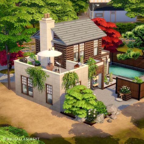 Small Japanese Home 🌿 A fairly small japan-style home for a young family with an infant! The house comes with a small side-yard, a balcony for barbecues and two dining spaces! No CC and Maxis Match the sims 4 house exterior || the sims 4 exterior || the sims 4 house || the sims 4 house ideas || sims 4 houses || sims 4 house plans #EAPartner #thesims4 #simshouse #simsbuild #showusyourbuilds #sims4maxismatch #sims4housebuild #simshome #dreamhouse #sims Sims 4 Japanese House, Japanese Home Exterior, Sims 4 Exterior, Sims 4 Family House, Sims 4 House Ideas, Sims 4 House, Sims 4 Speed Build, Sims 4 Family, Japanese Home