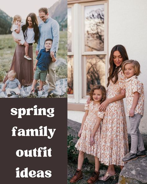 29 Spring Family Photo Outfits - ljanestyle Outdoor Spring Family Photos Outfit, Matching Family Dresses For Spring, Extended Family Spring Pictures, Spring Bloom Family Pictures, Spring Casual Family T-shirt, Spring Family Photo Outfits, Family Photo Outfits Spring, Spring Family Photos, Family Photo Flower Fields