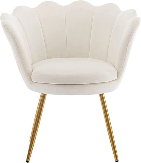 White Vanity Chair, Golden Chair, Chair For Bedroom, Chair Mid Century, Gold Chair, Small Accent Chairs, Living Room Chair, Velvet Accent Chair, Vanity Chair