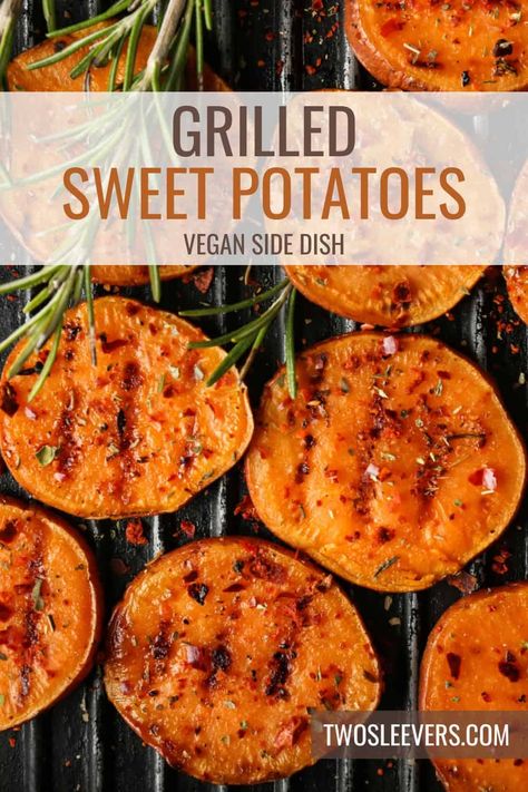 Grilled Sweet Potatoes Recipe | Easy BBQ Side Dish - TwoSleevers How To Grill Sweet Potatoes, Sweet Potato On Grill, Sweet Potato On Bbq, Sweet Potato Grilled, Bbq Sweet Potato Recipes, Sweet Potato Grill Recipes, Grilled Sweet Potato Recipes, Bbq Sweet Potato, Sweet Potato Bbq