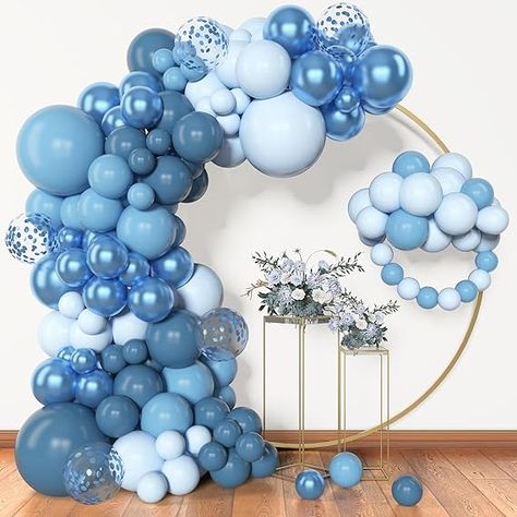 Amazon.com: Amandir 153pcs Blue Balloon Garland Arch Kit, Different Sizes 18 12 10 5 inch Blue Latex Metallic Confetti Blue Balloons for Boys Birthday Baby Shower Ocean Theme Party Anniversary Decoration Supplies : Toys & Games Baby Shower Ocean Theme, Blue Baby Shower Decorations, Blue Balloon Garland, Baby Boy Balloons, Anniversary Decoration, Ocean Theme Party, Its A Boy Balloons, Small Balloons, Blue Balloon