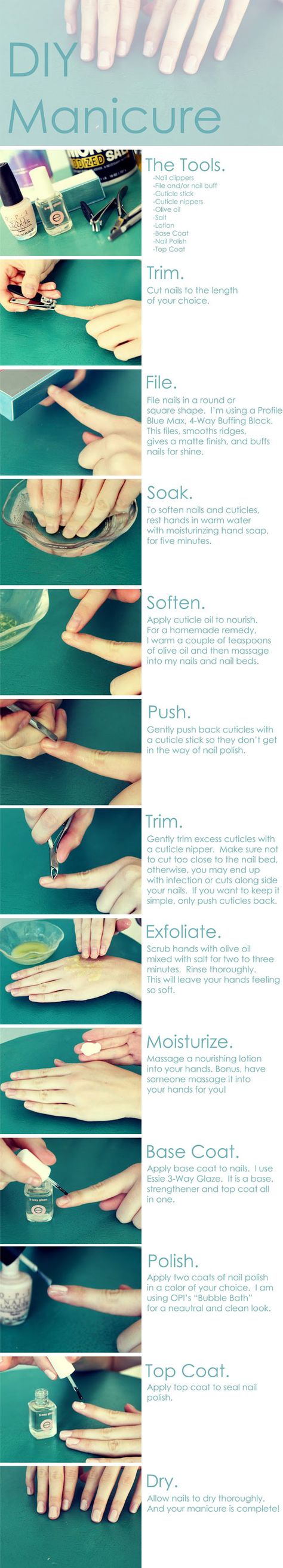 DIY Manicure, step by step. Like a Pro!! Do It Yourself Nails, Unghie Nail Art, Behind Blue Eyes, Diy Step By Step, Nail Salon Design, Nagel Tips, Manicure Tips, Diy Spa, Beauty Diy