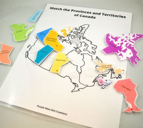 Canadian Provinces and Territories Mini Bundle, Matching Game, Birds, Flowers, Flags, Educational Preschool Printable Activity, Homeschool Canada Geography, Canadian Geography, Canada For Kids, Geography Project, Summer Preschool Activities, Geography For Kids, Map Puzzle, Preschool Planning, Canada Map