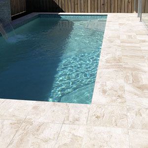 Photos of Pool Pavers and Stone Tiles and matching coping tiles Travertine Pool Tile, Coping Tiles, Landscaping Around Pool, Pool Paving, Travertine Pool Coping, Porcelain Pavers, Mosaic Pool Tile, Pool Pavers, Outdoor Porcelain Tile