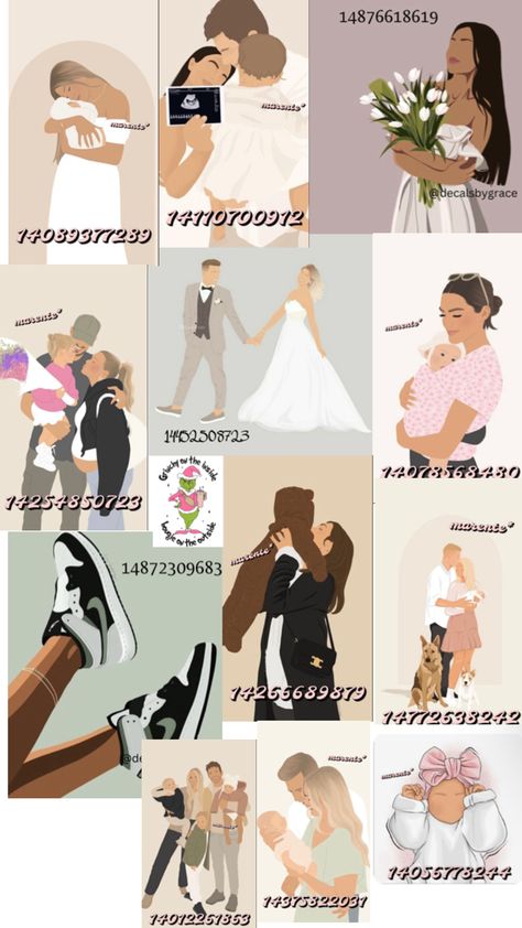 Credits to original owner Bridesmaid Hair Half Up Medium, Blocksburg Outfit Codes￼, Cute Family Pictures, Bloxburg Decals Codes Aesthetic, Preppy Decal, Pic Code, Roblox Image Ids, House Decals, Family Decals