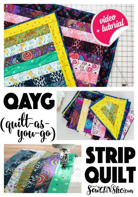 Strip Quilt, Patchwork Ideas, Jelly Roll Quilt Patterns, Nancy Zieman, Quick Quilt, Easy Quilt, Free Sewing Patterns, Quilt As You Go, Sewing Tutorials Free