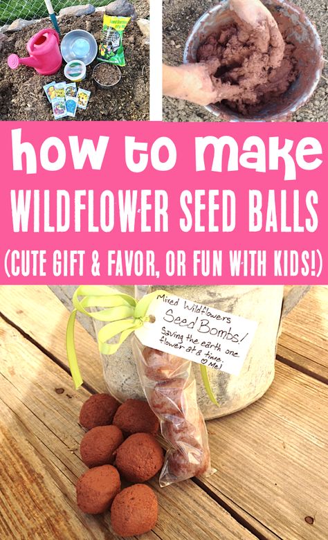 Wildflower Seed Favors Seed Craft Ideas, Diy Seed Balls, Seed Balls Diy, How To Make Flower Seed Balls, Seed Bomb Printable, Earth Day Seed Balls, Flower Seeds Birthday Party Favor, Wildflower Seed Balls, Wildflower Seed Party Favors