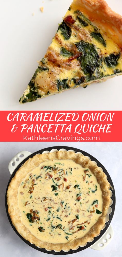 Easter Quiche Brunch Ideas, Easter Quiche Recipes, Quish Recipes, Easter Quiche, Pancetta Quiche, Brunch Quiche Recipes, Caramelized Onion Quiche, Spring Quiche, College Dinner