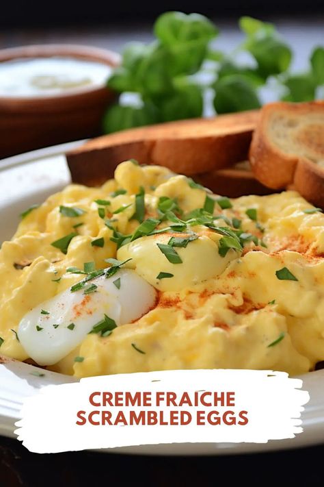 Creme Fraiche Scrambled Eggs – Hungarian Chef Cream Fraiche Recipe Dinners, Creme Fraiche Eggs, Creme Fraiche Recipe Dinners, Recipes Using Creme Fraiche, Recipes With Creme Fraiche, Crème Fraiche Recipes, Creme Fraiche Uses, Cream Fraiche Recipe, Scrambled Eggs Healthy