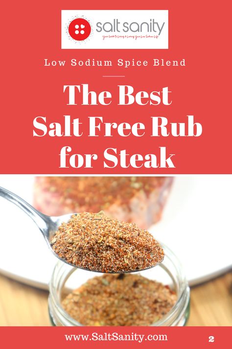 This is hands down The Best Salt Free Rub for Steaks! It’s a delicious blend of herbs and spices packed with bold, savory flavors. It’s simple to make and sodium-free! Low Sodium Steak Marinade, Easy Low Sodium Recipes, Seasoning Salt Recipe, Diy Seasonings, Sodium Foods, Low Sodium Snacks, Heart Healthy Recipes Low Sodium, Best Salt, Steak Spice