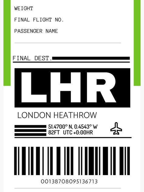 "LHR London Heathrow International Airport Luggage Tag" Sticker by henilr | Redbubble Luggage Tag Design, Airport Logo, Luggage Tag Designs, Airport Luggage, Airport Signs, London Taxi, Airport Aesthetic, Canada Photography, Airport Taxi